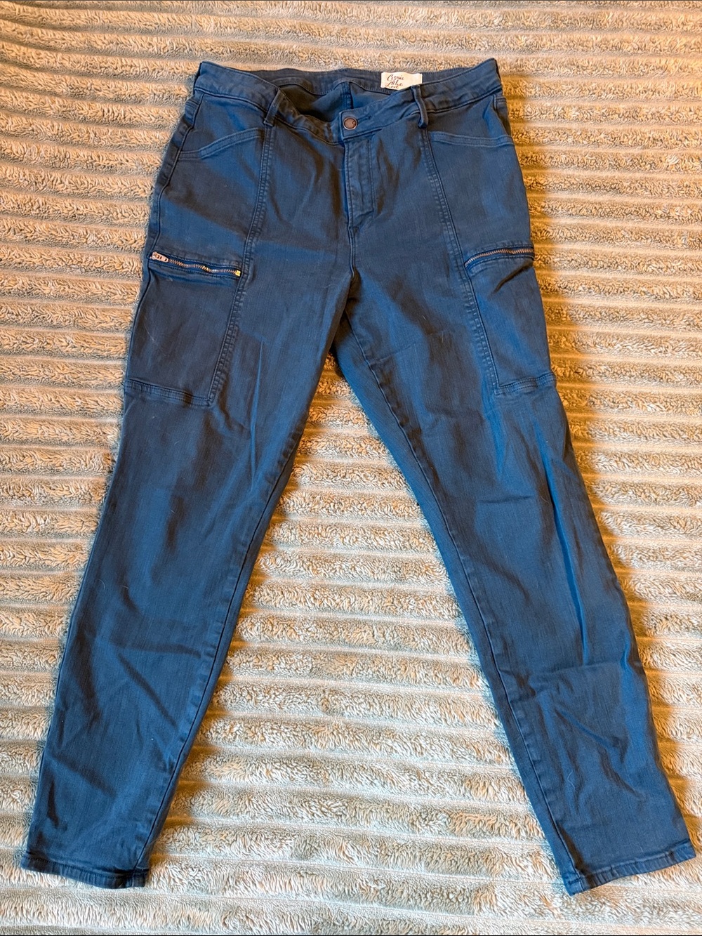 Women's Navy Skinny Cargo Pants - Stretch Slim Fit
